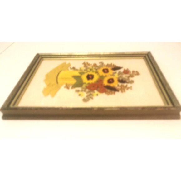 Vintage Floral Crewel Pictures in Wooden Frames - Bouquets - Picture 7 of 13